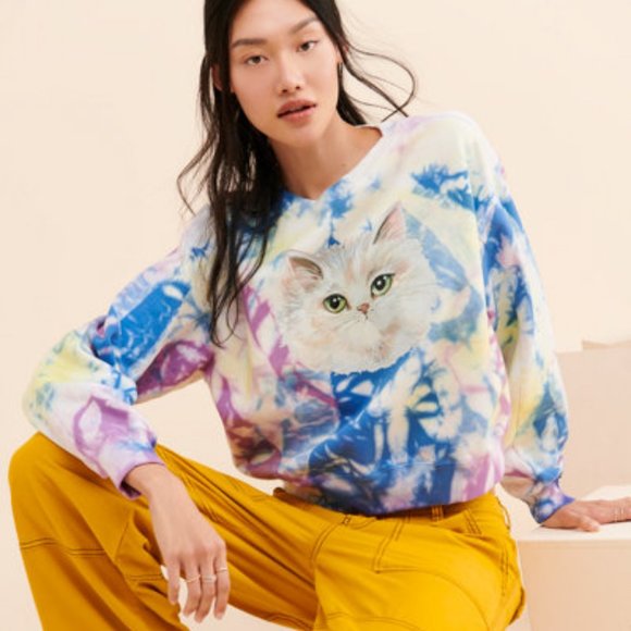Paul & Joe Sweaters - Paul & Joe Brian Tie Dye Kitty Sweatshirt